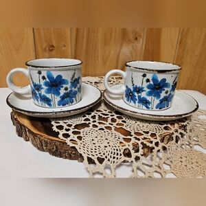 Midwinter Stonehenge Spring Blue Tea Cups & Saucers 4 PC Set England